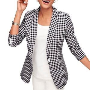 SO CUTE! Talbots Black and White Gingham Tailored Jacket - EUC